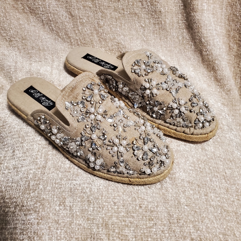 Naughty Monkey Beaded Slippers